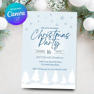 Christmas Party Invitation, Printable Holiday Party Invitation Template, Christmas Party Invitation, Canva Template, Digital Download