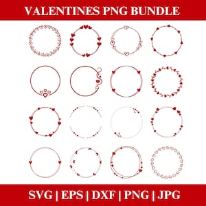 Valentines Day Border Frame PNG Clipart Bundle, Valentines Day Circle Border PNG SVG Clipart, Valentines bundle Cricut Cut Files Silhouette
