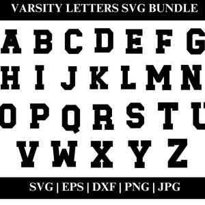 Varsity-lettertype, college-lettertype, jersey-lettertype, varsity-letters, varsity-lettertypebestand, honkballettertype, sportlettertype, silhouet, snijbestanden voor Cricut