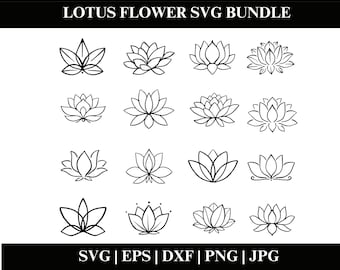 Lotus SVG-bundel, lotus clipart, lotus vector PNG, lotus cricut, lotus download, lotus silhouet, bestanden voor de Cricut