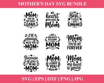 Mother's Day Quotes SVG Bundle, Mother's Day svg, Gift for Mum svg, Mom'sDay SVG, Png, Svg Files Silhouette, Cut File Cricut