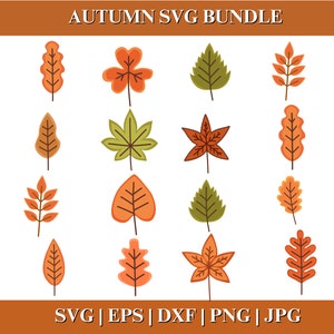 Autumn Leaves SVG, Fall Leaf Clipart Bundle, Maple Leaf Cut File for Cricut Silhouette