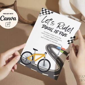Bicycle Birthday Invitation Template, Editable Bike Let's Ride Birthday ...
