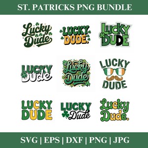 Glückspilz St. Patricks Tag Kleeblatt PNG Clipart Bundle, St. Patricks Tag PNG SVG Clipart, Shamrock Clipart Cricut Cut Dateien Silhouette