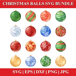 Christmas Balls SVG, Present SVG Bundle, Christmas Ornaments Svg, Xmas Balls Clipart, Cut Files For Cricut, Christmas PNG, Decor Svg