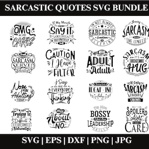 Lot Svg citations sarcastiques drôles, sarcasme Svg Bundle, fichiers SVG sarcasme, sarcastique Sublimation Bundle, couper des fichiers pour Cricut