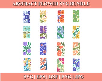 Abstract Flower SVG and PNG Bundle, Danish Retro Boho Floral Designs