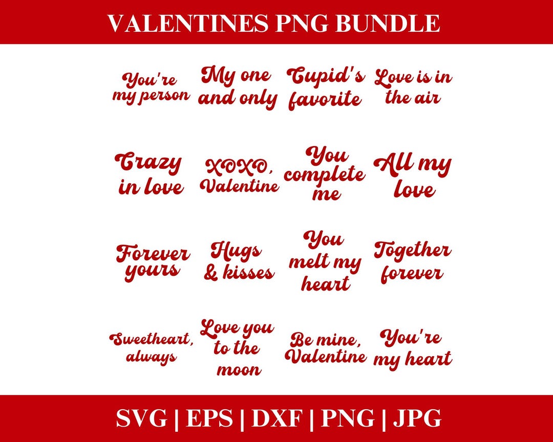Valentines Day Quotes PNG Bundle, Valentines Day Sayings PNG SVG ...