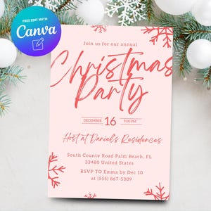 Christmas Party Invitation, Printable Holiday Party Invitation Template, Christmas Party Invitation, Canva Template, Digital Download