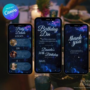 Digital Birthday Dinner invitation, Animated Digital Birthday Party Video Invite, Dinner Birthday Canva Template, Digital Download