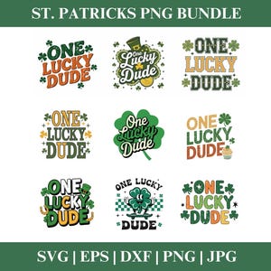 Ein Glückspilz St. Patricks Tag Kleeblatt PNG Clipart Bundle, St. Patricks Tag PNG SVG Clipart, Shamrock Cricut Cut Dateien Silhouette