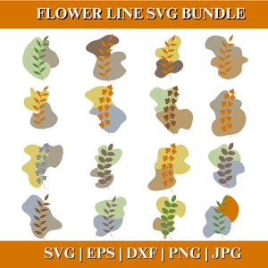 Aesthetic Flower line SVG Bundle, floral line PNG, Aesthetic Flower, Flower SVG, Floral Svg,  Files for Cricut