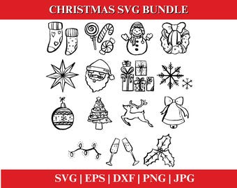 Jul PNG-paket, jul SVG, god jul SVG, juldekorationer svg, vinter svg, tomte svg, rolig julpaket svg Cricut