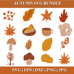 Autumn Leaves SVG, Fall Leaf Clipart Bundle, Maple Leaf Cut File for Cricut Silhouette