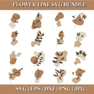 Aesthetic Flower line SVG Bundle, floral line PNG, Aesthetic Flower, Flower SVG, Floral Svg,  Files for Cricut