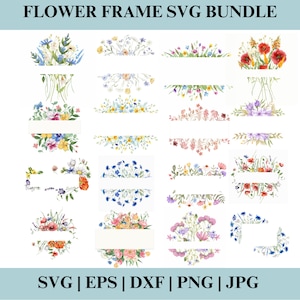 Flower frame clipart bundle, Floral frames clipart, flower border, wildflowers clipart, wildflower, Wedding Clipart