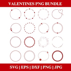 Valentines Day Border Frame PNG Clipart Bundle, Valentines Day Circle Border PNG SVG Clipart, Valentines bundle Cricut Cut Files Silhouette
