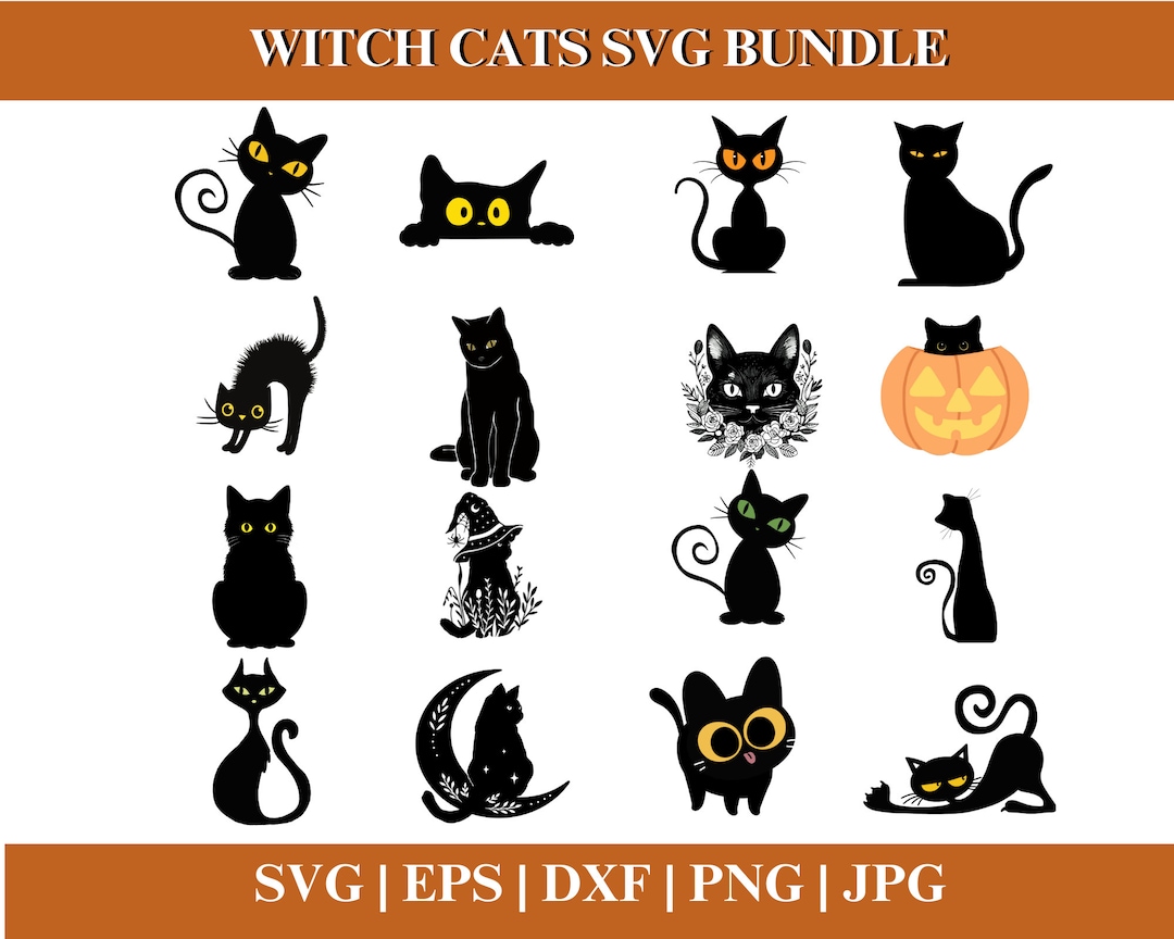WITCH CAT SVG, Halloween Svg, Witch Svg, Halloween Silhouette Svg ...