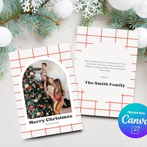 Christmas Cards with Photos, Picture Holiday Cards, Holiday Photo Cards, Modern Christmas Card, Canva Template, Digital Download