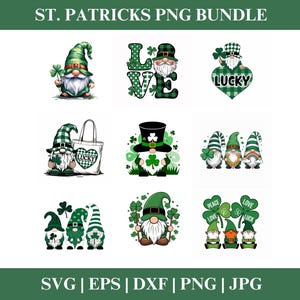 Zwerge St. Patricks Day Luck, irisches Kleeblatt, PNG Clipart Bundle, St. Patricks Day PNG SVG Clipart, Shamrock Cricut Cut Dateien Silhouette