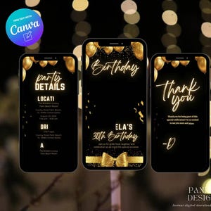 Photo Digital Birthday Dinner invitation, Animated Digital Birthday Party Video Invite, Dinner Birthday Canva Template, Digital Download