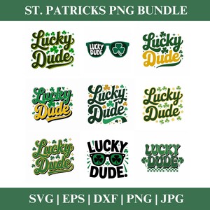 Glückspilz St. Patricks Tag Kleeblatt PNG Clipart Bundle, St. Patricks Tag PNG SVG Clipart, Shamrock Clipart Cricut Cut Dateien Silhouette