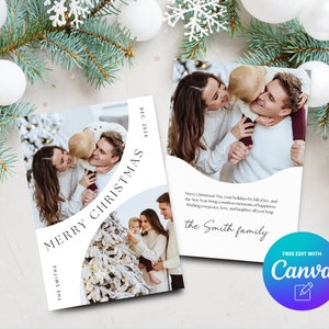 Christmas Photo Card Template, Editable Photo card Christmas Card, Merry Christmas Photo Card, Canva Template, Digital Download