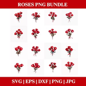 Rose Valentines Day Roses PNG Bundle, Valentines Roses PNG SVG, Rose Clipart bundle, Valentines bundle Cricut Cut Files Silhouette
