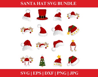 Santa Hat SVG Bundle, Santa hat cut file, Santa SVG, Santa hat clipart, Christmas SVG, Santa svg, Winter svg, Funny Christmas Bundle Cricut