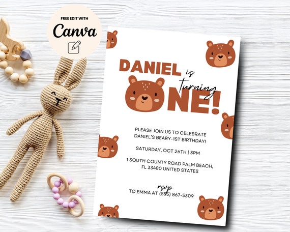 Boy Bear Baby Shower Einladungen – 20 Set Mit Umschlägen, Bärenform, Doppelseitig Bedruckt