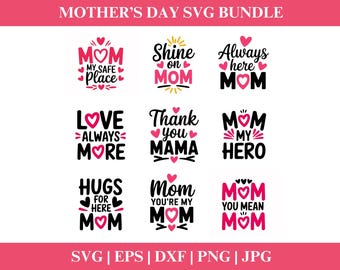 Mother's Day Quotes SVG Bundle, Mother's Day svg, Gift for Mum svg, Mom'sDay SVG, Png, Svg Files Silhouette, Cut File Cricut