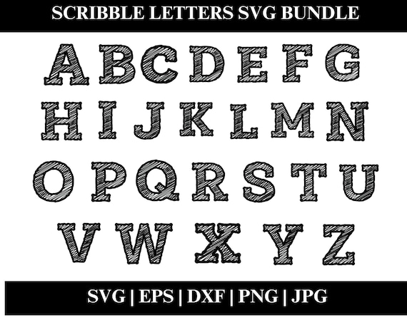 Scribble Font Letters SVG, Outline Font Svg, Doodle Font Svg, Doodle Letters Svg, Doodle Font Png, Cut files for Cricut