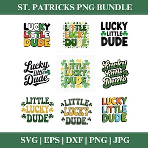 Glücklicher kleiner Kerl St. Patricks Tag Kleeblatt PNG Clipart Bundle, St. Patricks Tag PNG SVG Clipart, Shamrock Cricut Cut Dateien Silhouette