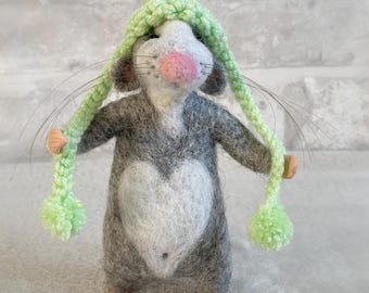 Needle Felted Mice – Collectible Merino Wool Mouse Figurine Gift ForBirthday