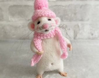 Needle Felted Mouse   – Handmade Wool Mice Figurine Collectible Art (12cm)  Gift for Her ForBirthday