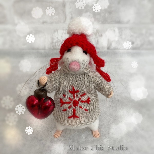 MADE TO ORDER! Christmas mouse, Unique gift, gift, Felted mouse, Mouse, Wool toy, collectible figurine ,Christmas Decoration