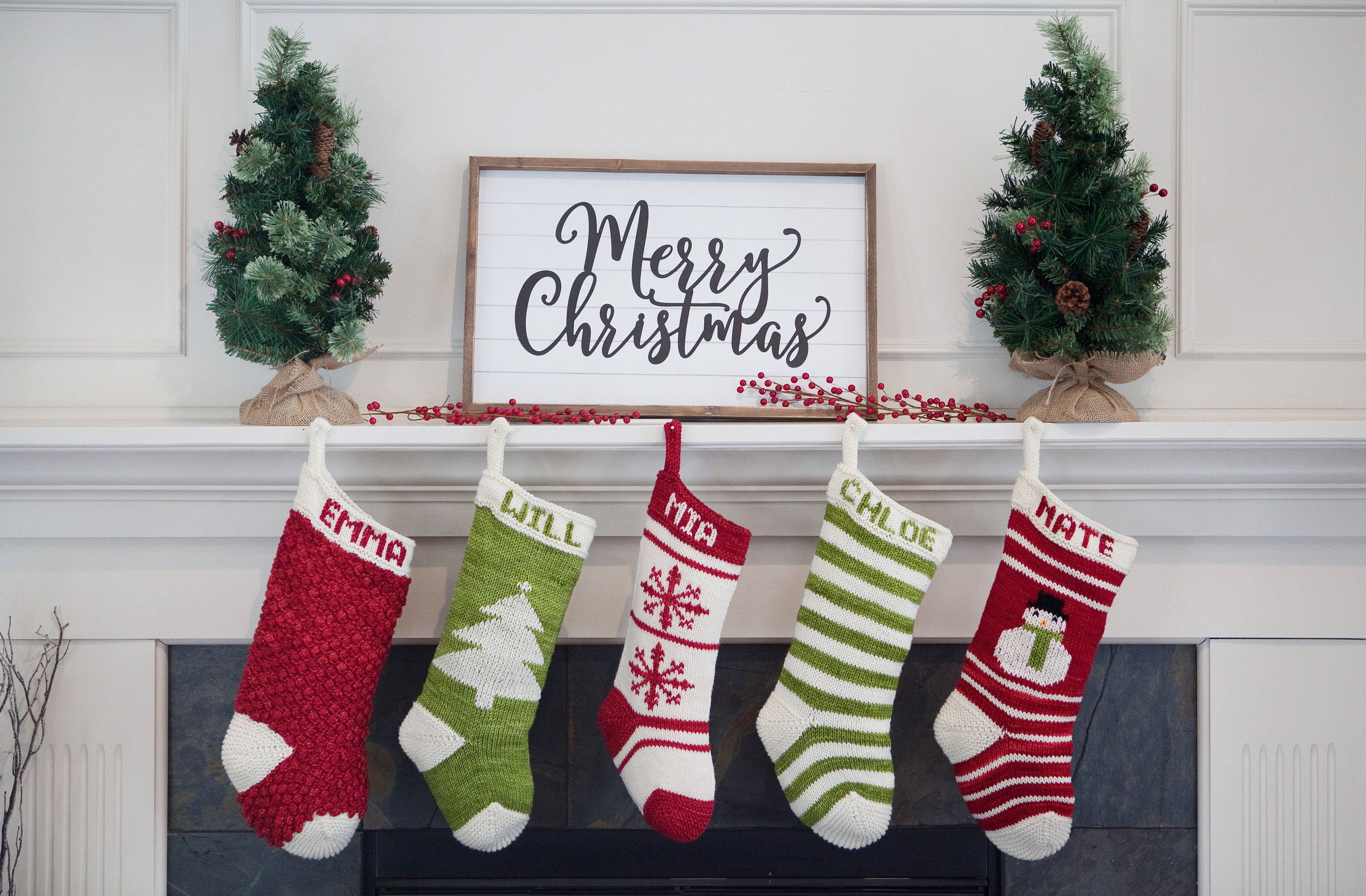 Une Famille Cinq étoiles Pour Noël Bas pour toute la famille ensemble de cinq bas de vacances | Etsy