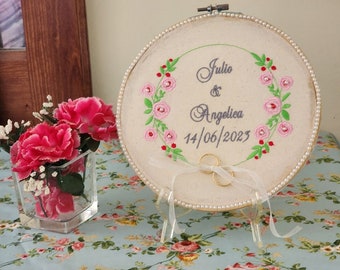 Wedding Embroidery hoop. Custom with couples names. Newlywed gift, Wedding Anniversary.