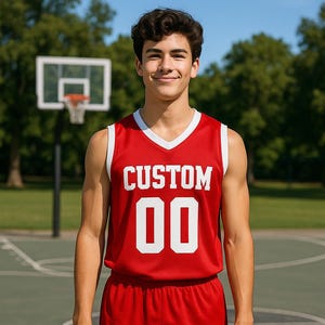 Custom Basketball Jersey – Personalized V-Neck Team Jersey Red