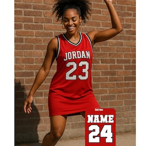 Custom Name Number Jersey Dress, Women Basketball Jersey Dress, Ladies Throwback Jersey Dress