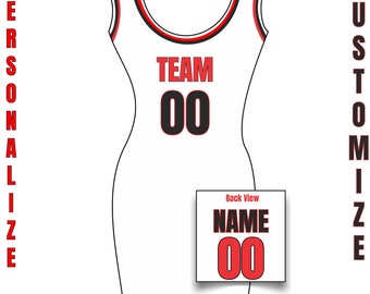 Custom Jersey Dress, Girls Basketball Name Number Jersey Dress, Ladies Throwback Jersey Dress