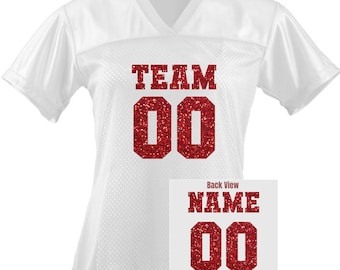 Custom Women Football Jersey, Jersey with Custom Glitter Name and Number