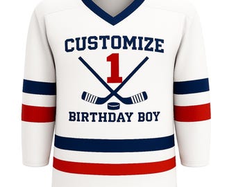 Personalisiertes Hockey Trikot – Personalisiertes Geburtstags Trikot mit Namen & Nummer – Kinder bis Erwachsenengrößen – Eishockey Fanartikel in allen Farben