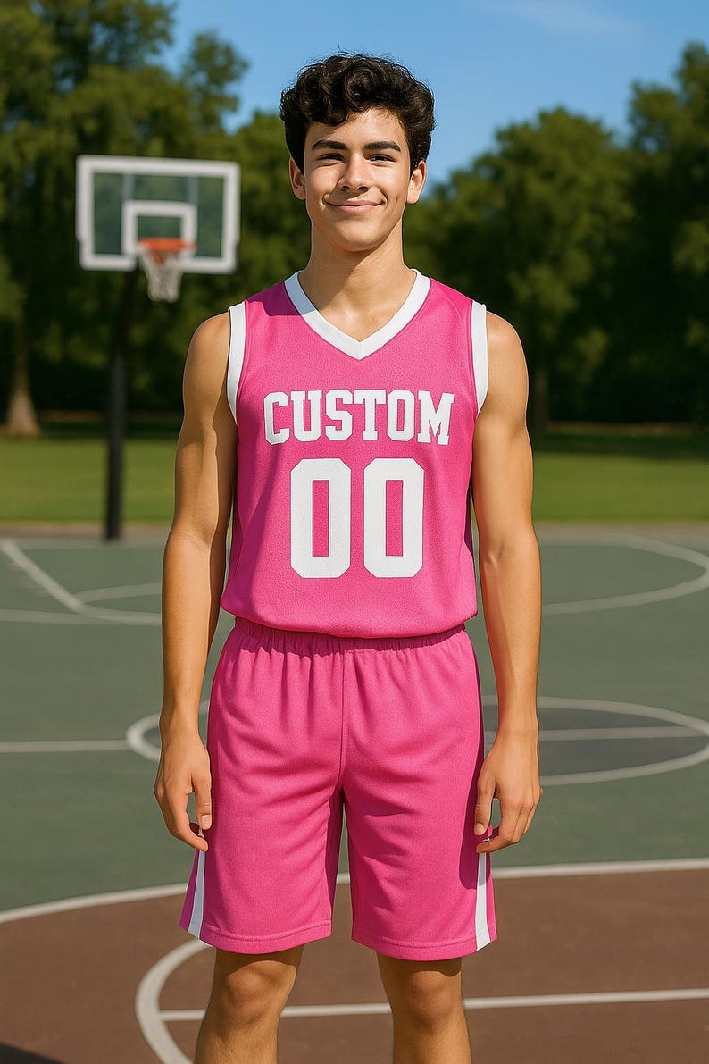 Custom Basketball Jersey – Personalized V-Neck Team Jersey Pink