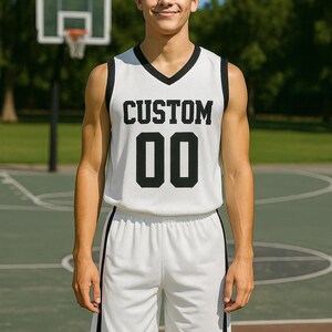 Custom Basketball Jersey – Personalized V-Neck Team Jersey White