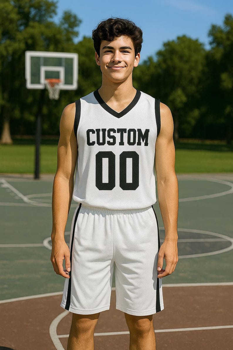 Custom Basketball Jersey – Personalized V-Neck Team Jersey White