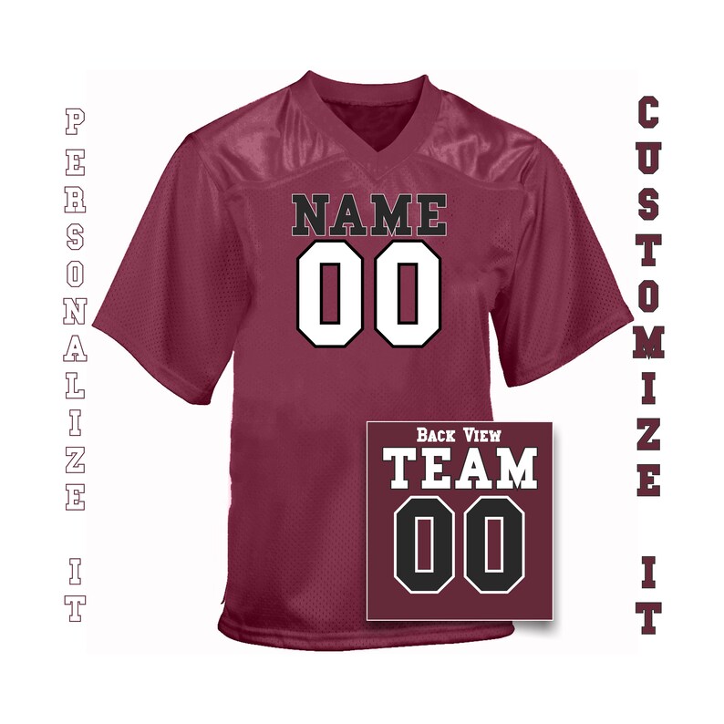 Personalized Football Jersey Plus Size Football Fan Jersey Etsy