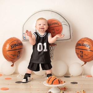 Custom 1st Birthday Basketball Jersey - Personalized Birthday Boy/Girl Jersey with Name/umber - Perfect for 1 Year Old Birthday Celebration