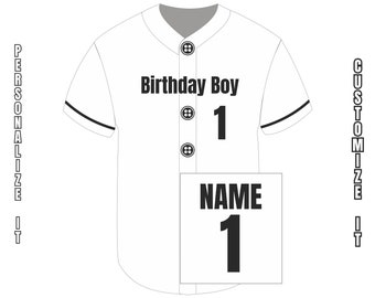 Birthday Boy Baseball Jersey, Custom Baseball Jersey, Toddler Baseball Jersey, 1st Birthday Jersey