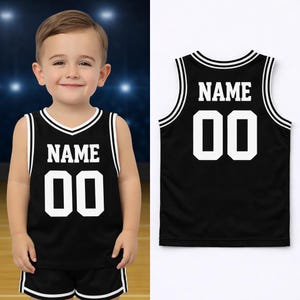Camiseta de baloncesto infantil personalizada: camiseta deportiva sin mangas personalizada para bebés y niños pequeños con nombre y número, regalo único para bebés. imagen 6